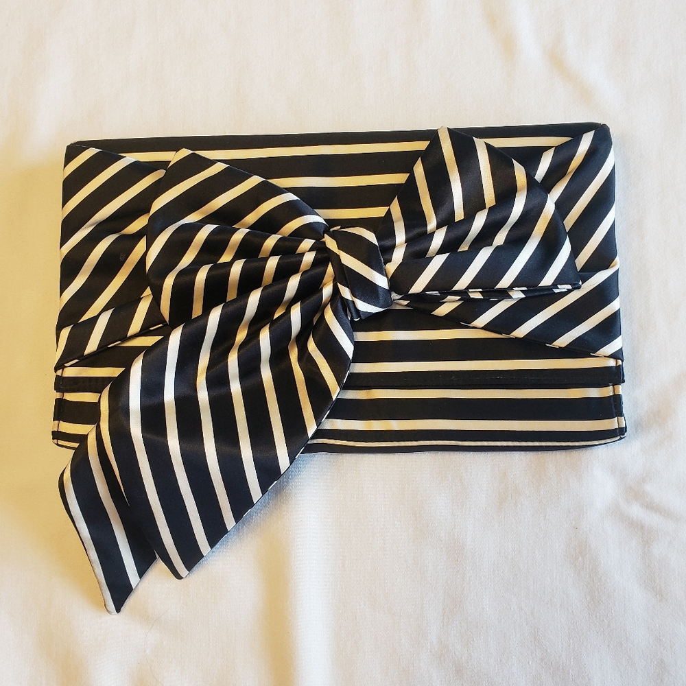 EMILY IN PARIS Banana Republic Black and White Striped Clutch